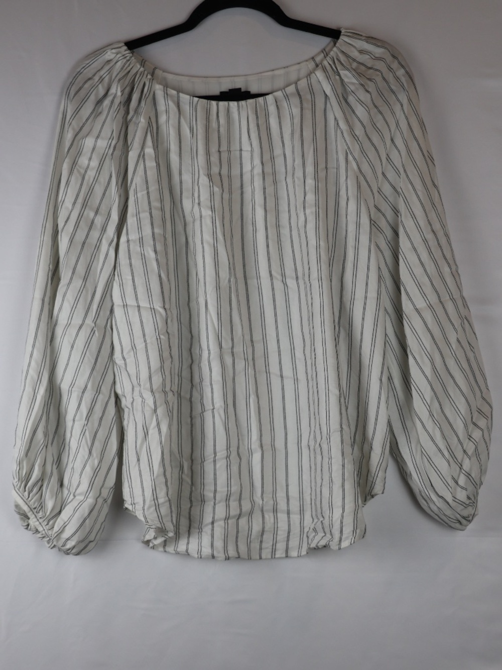 Ann Taylor Cream Blouse with Black Pinstripes